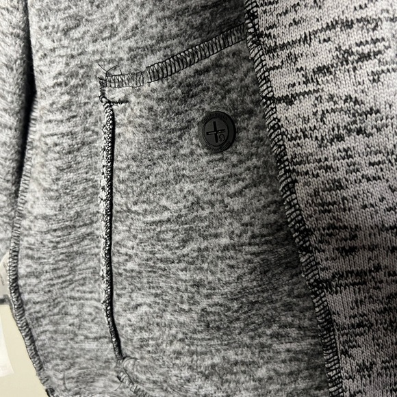 Calvin Klein Performance Full Zip Sweater Thumbholes Black Grey Warm - Picture 8 of 11